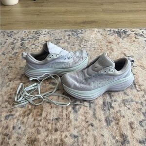 Hoka White Athletic Shoes with Cushioned Midsole